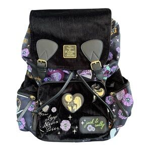 Disney Nightmare Before Christmas Jack Sally Backpack Velvet Nylon NWT